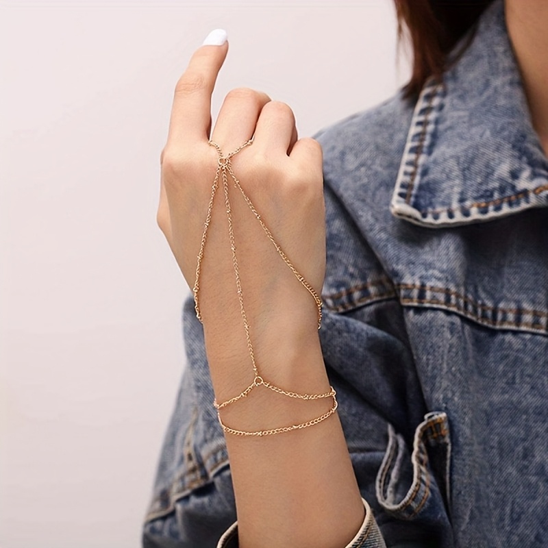 Bohemian Beaded Finger Chain Adjustable Bracelet
